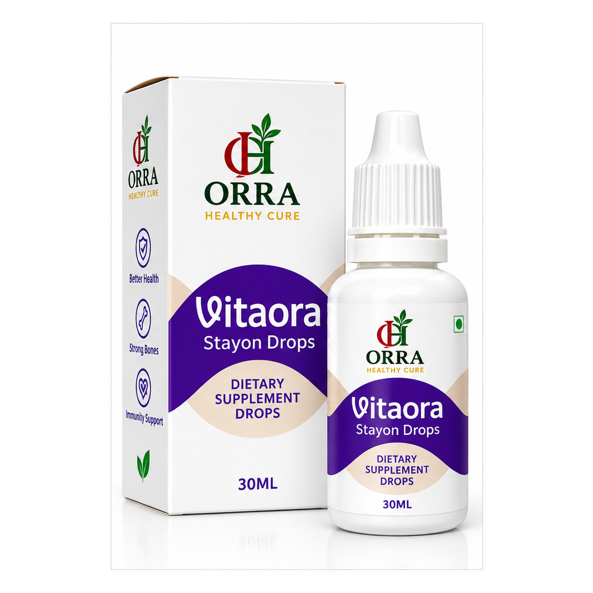 Vitaora Stayon Drops बोतल और पैक, 30 ml